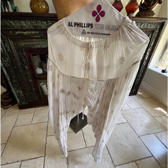White & Gold Women's Indian Patiala Harem Pants - Picture 2 of 4